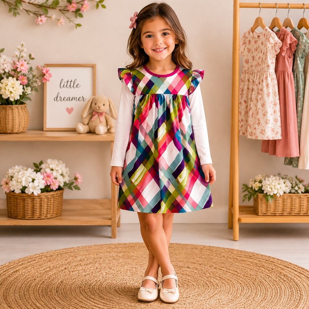 Tea Collection Multicolor Abstract Stripe Long Sleeve Knit Dress 6